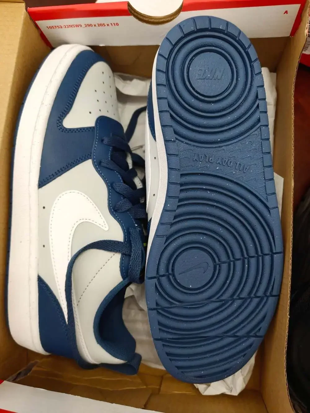Nike Court Borough Low 2 GS Grey Fog Mystic Navy BQ5448-016 Size 7Y